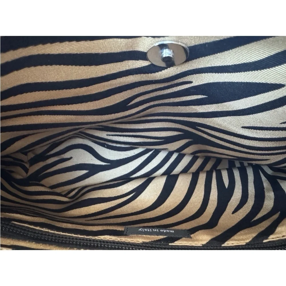 Vintage 90s Y2K Kate Spade Black Silk Zebra Print Lining Magnetic Closing *flaws